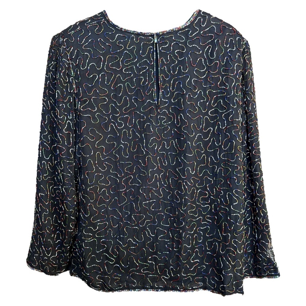 Source Unknown Black Multicolor Patterned Blouse - image 2